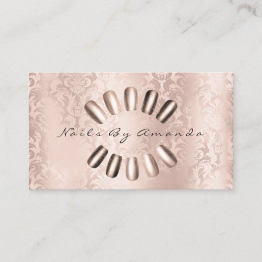 爪、 ネイルアーティストメイクアップダマスクパールバラアポイントメント 予約カード (正面)