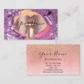 爪、 ネイルアーティストメイクアップバラパープルキスリップグリッター 名刺 (正面/裏面)