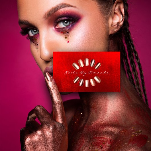 爪、 ネイルアーティストメイクアップバラレッドアポイントメントカード 予約カード