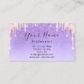 爪、 ネイルアーティストメイクアップピンクパープルドリップスキスリップ 名刺 (裏面)