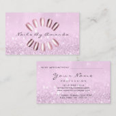 爪、 ネイルアーティストメイクアップラベンダーピンクアポイントメント 予約カード (正面/裏面)