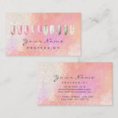 爪、 ネイルアーティスト美しいグリッターピンクローズスパークリー 名刺 (正面/裏面)