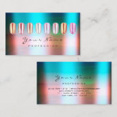 爪、 ネイルアーティスト美しいスタジオグラデーション海ブルー 名刺 (正面/裏面)