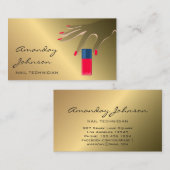 爪、 ネイルアーティスモダントレッドマニキュアペディキュア金ゴールド 名刺 (正面/裏面)