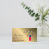 爪、 ネイルアーティスモダントレッドマニキュアペディキュア金ゴールド 名刺 (スタンド正面)