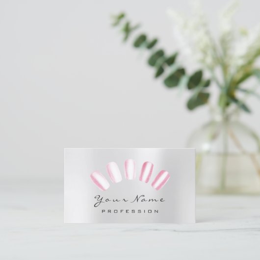 爪、 ネイルアートキャンディピンクグレーマニキュアペディキュア 名刺 (スタンド正面)
