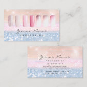 爪、 ネイルアートグリッターグラデーションパステルピンクローズルクス 名刺 (正面/裏面)