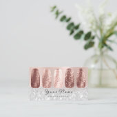 爪、 ネイルアートグリッターシルバーグレーバラ金ゴールド 名刺 (スタンド正面)