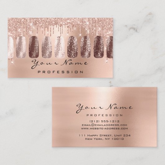 爪、 ネイルアートグリッタースキニーバラマニキュアメイクアップ 名刺 (正面/裏面)