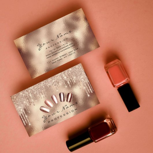 爪、 ネイルアートグリッタースキニーバラ金ゴールドマニキュアドリップ 名刺