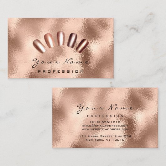 爪、 ネイルアートグリッタースキニーバラ金ゴールドマニキュアメタル 名刺 (正面/裏面)