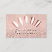 爪、 ネイルアートグリッタースキニーパステルピンクローズ金ゴールド 名刺 (正面)