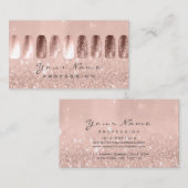 爪、 ネイルアートグリッタースキニーパステルピンクローズ 名刺 (正面/裏面)