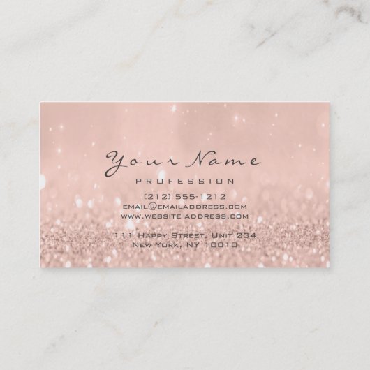 爪、 ネイルアートグリッタースキニーパステルピンクローズ 名刺 (裏面)