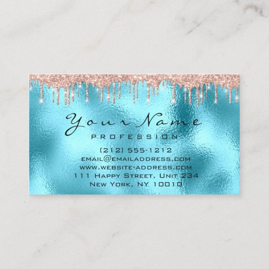 爪、 ネイルアートグリッタースキニーブルーバラマニキュアドリップ 名刺 (裏面)