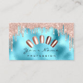 爪、 ネイルアートグリッタースキニーブルーバラマニキュアドリップ 名刺 (正面)