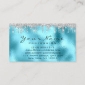 爪、 ネイルアートグリッターブルーシルバーグレーマニキュアドリップ 名刺 (裏面)