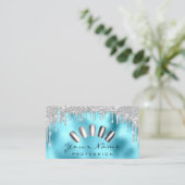 爪、 ネイルアートグリッターブルーシルバーグレーマニキュアドリップ 名刺 (スタンド正面)