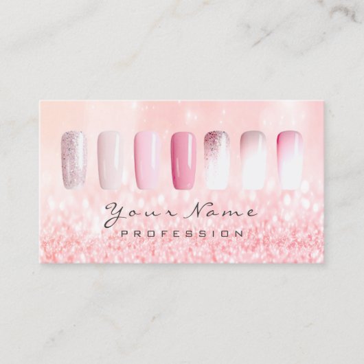 爪、 ネイルアートグリッターメタリックグラムピンクローズラックスグラム 名刺 (正面)