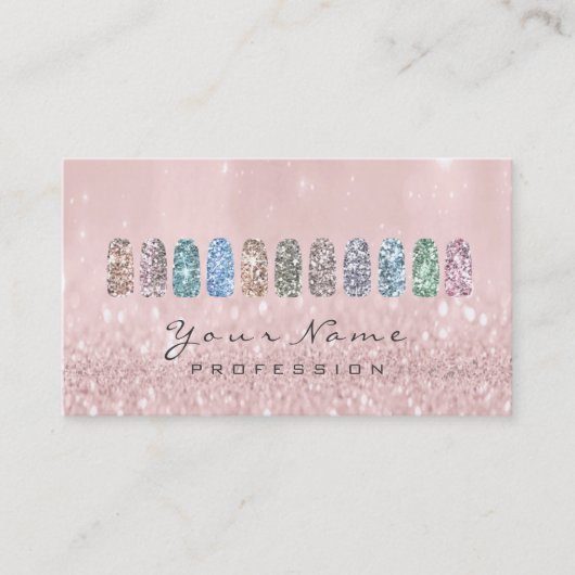 爪、 ネイルアートグリッターメタリックグラム赤面ピンクスパークリー 名刺 (正面)