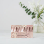 爪、 ネイルアート美しいスタジオグリッターロス金ゴールド桃 名刺 (スタンド正面)