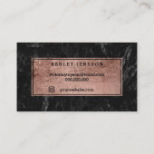 爪、 ネイルエレガントバラ金ゴールドタイポグラフィ黒大理石 名刺 (裏面)