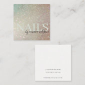 爪、 ネイルグリッターグリーンピンクアクアシャイニーきらめく スクエア名刺 (正面/裏面)