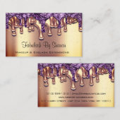 爪、 ネイルサロンバラ金ゴールドパープルドリップス紙吹雪 名刺 (正面/裏面)