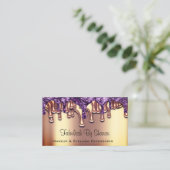 爪、 ネイルサロンバラ金ゴールドパープルドリップス 名刺 (スタンド正面)