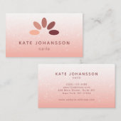 爪、 ネイルサロンロゴモダン桃薔薇色マニキュリスト 名刺 (正面/裏面)