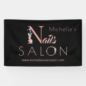 爪、 ネイルサロン名前をカスタムするフローラグリッターピンク 横断幕 (横)