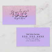 爪、 ネイルサロン引用文ピンクバイオレットビジネスカード 名刺 (正面/裏面)