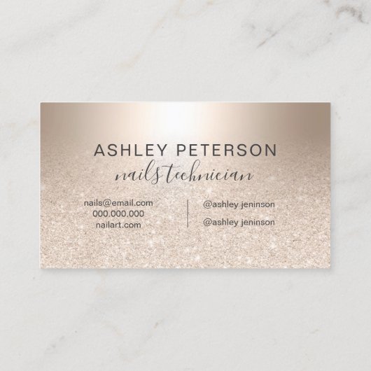 爪、 ネイルシック金ゴールドグラデーショングリッター金属箔 名刺 (裏面)
