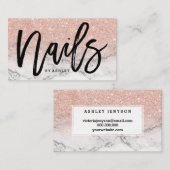 爪、 ネイルスクリプトバラ金ゴールドグリッター大理石 名刺 (正面/裏面)