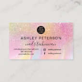 爪、 ネイルスクリプトピンクレインボーグリッターチック大理石 名刺 (裏面)