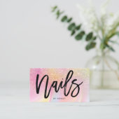 爪、 ネイルスクリプトピンクレインボーグリッターチック大理石 名刺 (スタンド正面)