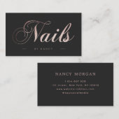爪、 ネイルスクリプト書道バラ金ゴールドグリッター 名刺 (正面/裏面)