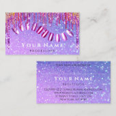 爪、 ネイルスタイリストマニキュアピンクドリップスグリッターホロラップ 名刺 (正面/裏面)