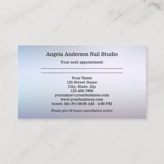 爪、 ネイルスタジオアポイントメント名刺 予約カード (裏面)