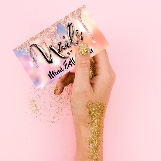 爪、 ネイルスタジオアーティストアクリルドリップグリッターホログラフ 名刺