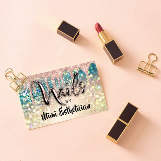 爪、 ネイルスタジオアーティストアクリルドリップグリッターホログラフ 名刺