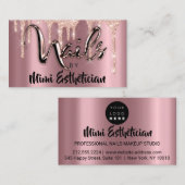 爪、 ネイルスタジオアーティストアクリルドリプスグリッター赤面 名刺 (正面/裏面)