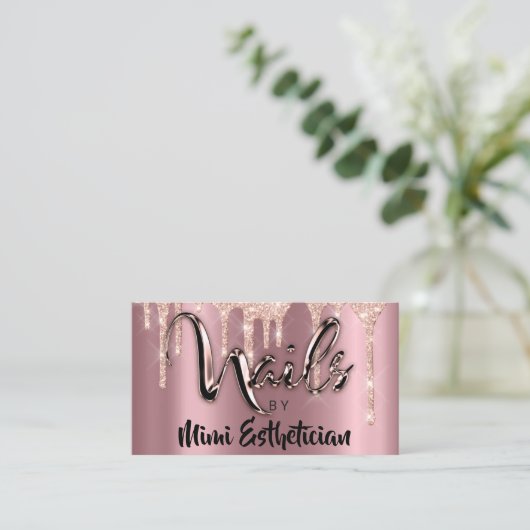 爪、 ネイルスタジオアーティストアクリルドリプスグリッター赤面 名刺 (スタンド正面)