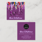 爪、 ネイルスタジオアーティスト爪、 ネイルスクリプトロゴドリップスパープル スクエア名刺 (正面/裏面)