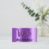 爪、 ネイルスタジオアーティスト爪、 ネイルスクリプトロゴパープルピンク 名刺 (スタンド正面)