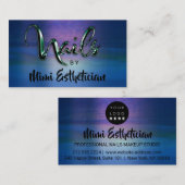 爪、 ネイルスタジオアーティスト爪、 ネイルスクリプトロゴブルーネイビー 名刺 (正面/裏面)