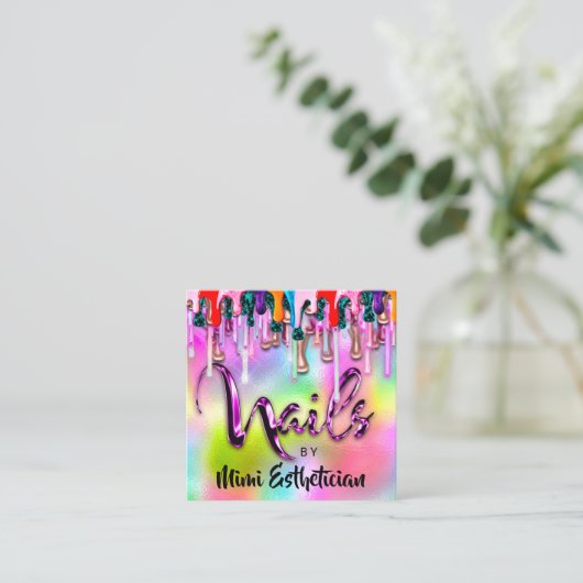 爪、 ネイルスタジオアーティスト爪、 ネイルスクリプトロゴホログラフ スクエア名刺 (スタンド正面)