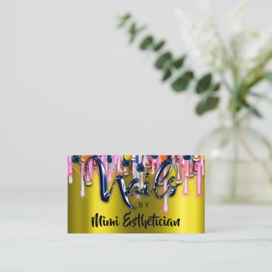 爪、 ネイルスタジオアーティスト爪、 ネイルスクリプトロゴマスタードリップ 名刺 (スタンド正面)
