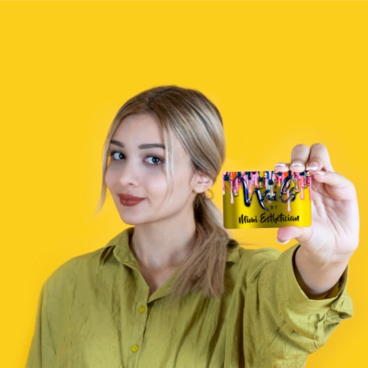 爪、 ネイルスタジオアーティスト爪、 ネイルスクリプトロゴマスタードリップ 名刺