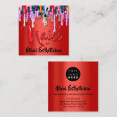 爪、 ネイルスタジオアーティスト爪、 ネイルスクリプトロゴレッドドリップ スクエア名刺 (正面/裏面)